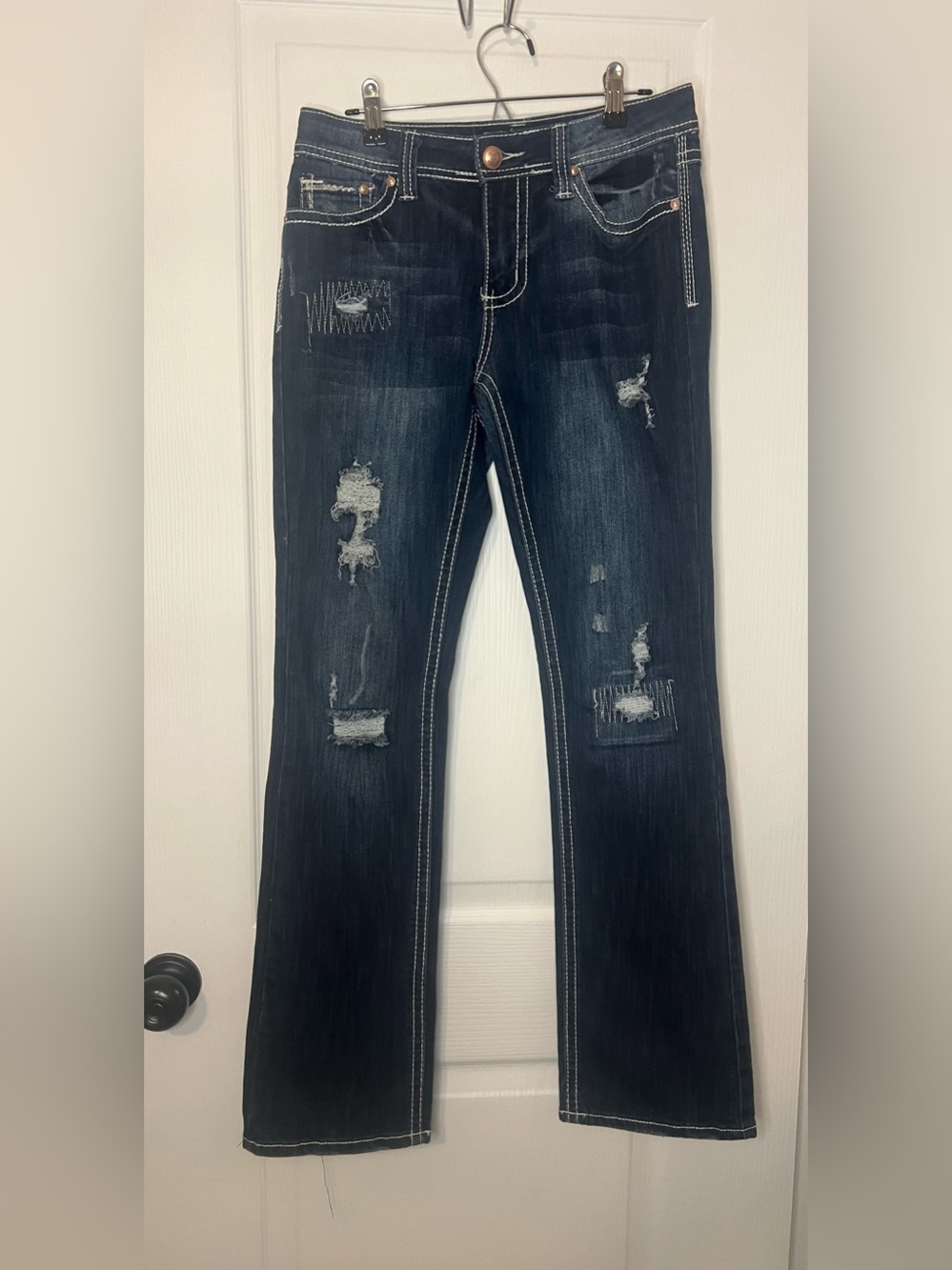 Cato Dark Blue Distressed Boot Cut Jeans